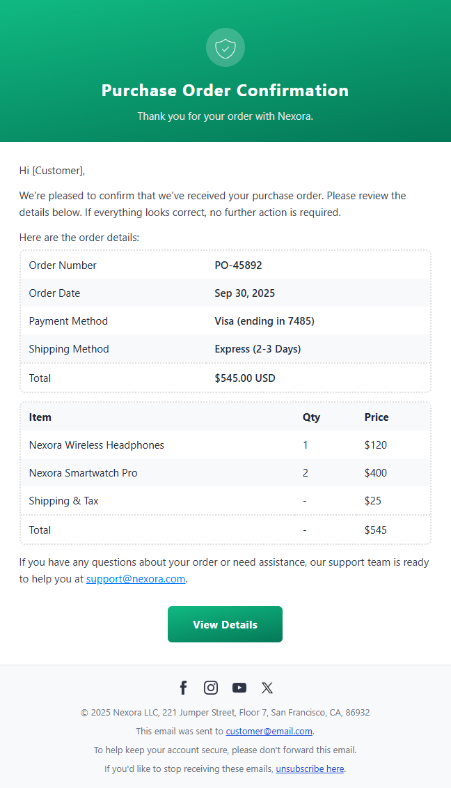 Purchase Order Template